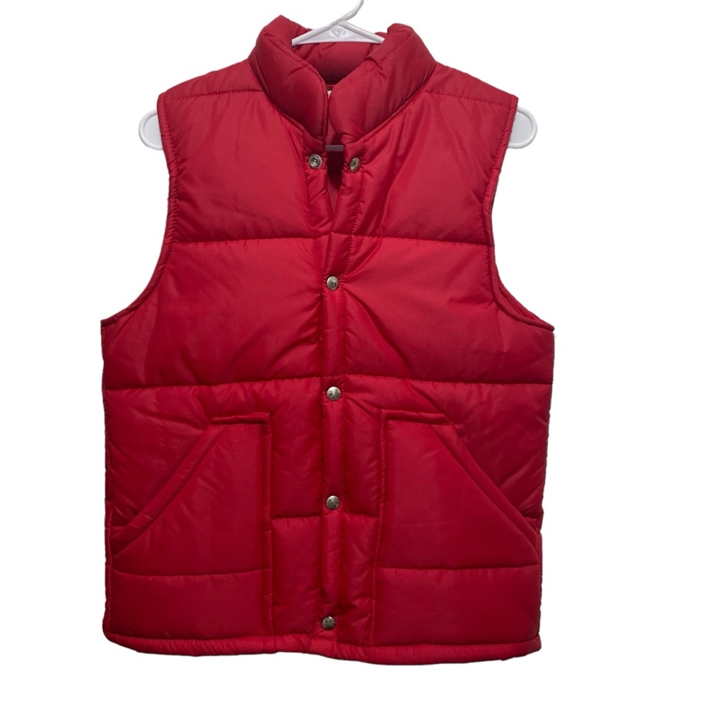 Vintage Swingster Mens Puffer Vest Jacket Size Small Trucker Golf Patch
